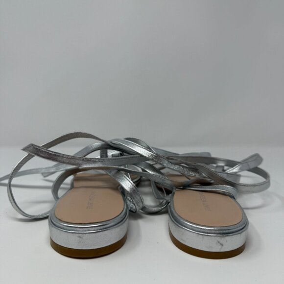 Stuart Weitzman Anita Metallic Leather Ankle Strap Flat Sandals Women's 7 NWOB - Picture 11 of 16